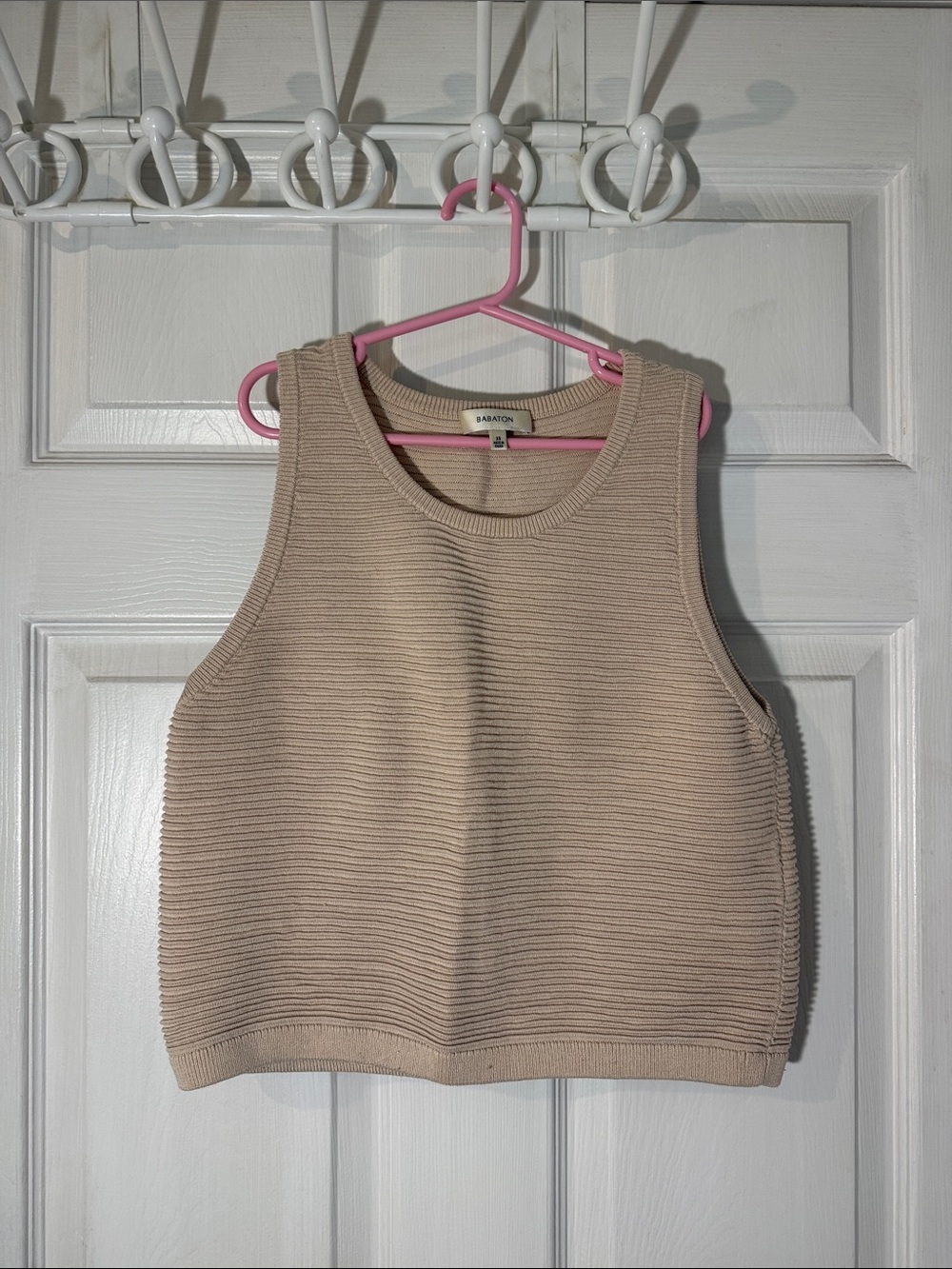Aritzia Babaton Sand Ribbed Knit Tank